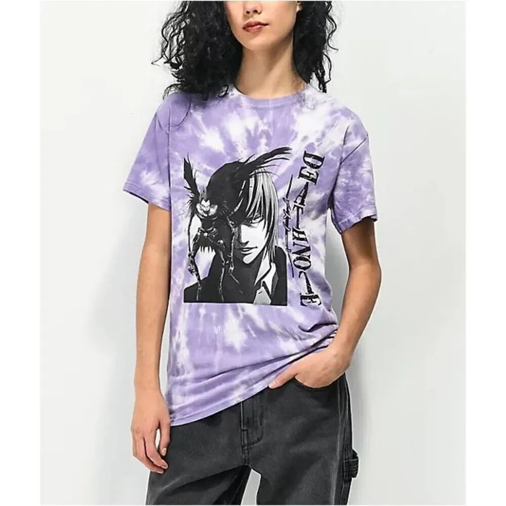 Urban outfitters Death Note Light & Ryuk Purple Tie Dye T-Shirt size medium